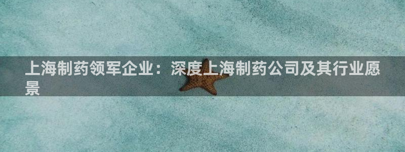 九游老哥俱乐部官网登录：上海制药领军企业：深度上海制药公司及其行业愿
景